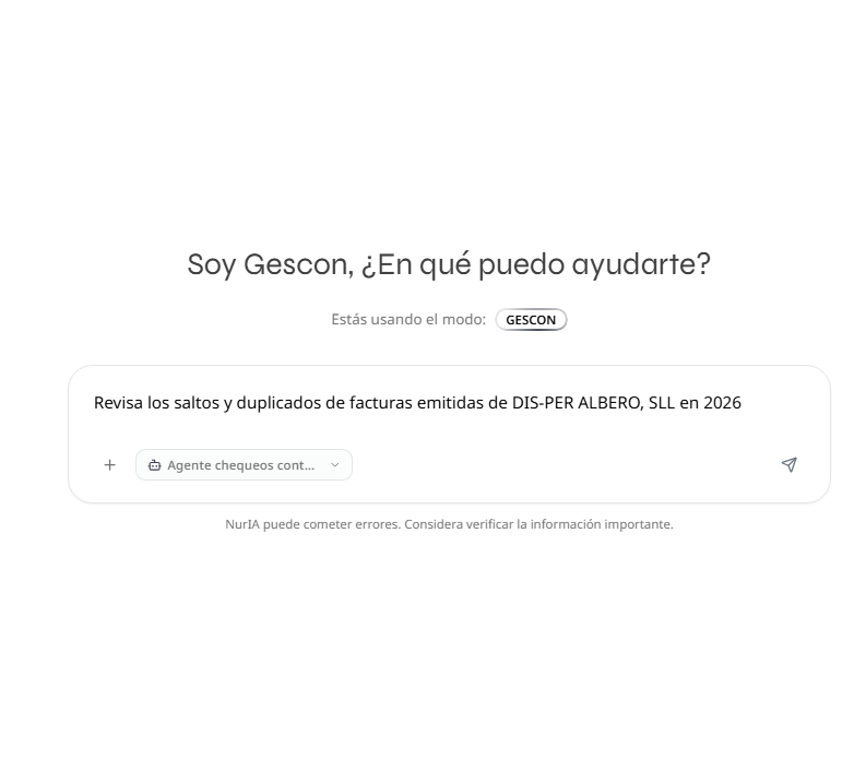 Interfície de Gescon amb la configuració d'un agent especialitzat