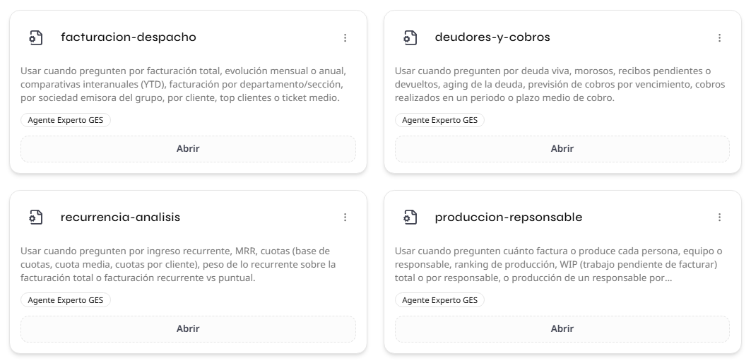 Interfície de Gescon mostrant la resposta preparada per un agent
